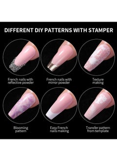Bluezoo Nail Art Stamper, Clear Silicone Stamping Jelly with Scraper, Transparent Visible Body, No Misplacement for DIY Nail Decor, Home Manicure Starter Tool Salon, French Tip Stamp, 200-Time Using (Clear)  - Image 5