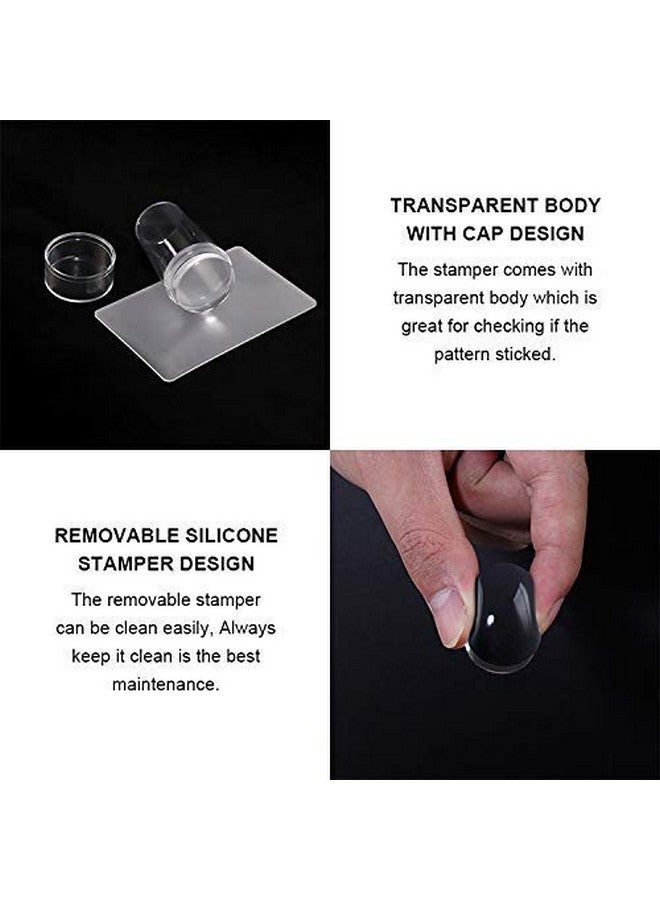 Bluezoo Nail Art Stamper, Clear Silicone Stamping Jelly with Scraper, Transparent Visible Body, No Misplacement for DIY Nail Decor, Home Manicure Starter Tool Salon, French Tip Stamp, 200-Time Using (Clear) - Image 4