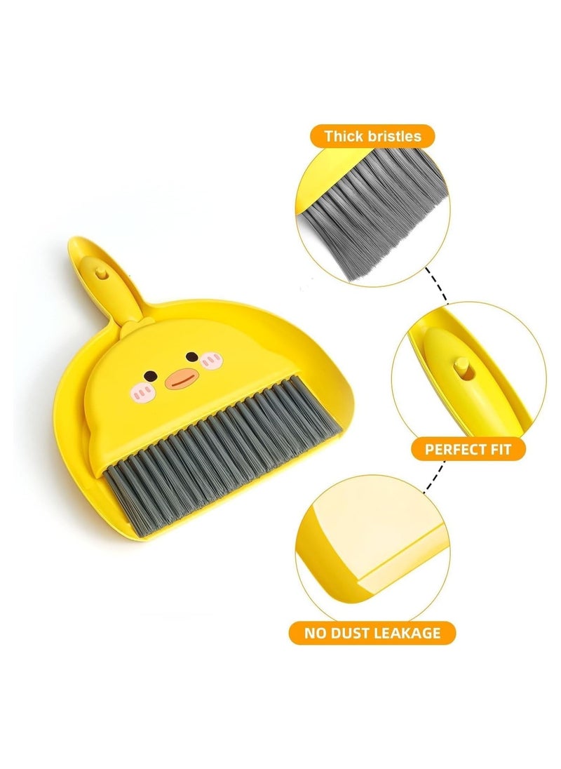 QSHOP QSHOP®Mini Broom and Dustpan Set, Cute Yellow Duck Mini Broom and Dustpan Set, Multifunctional Household Cleaning Accessories for Crumbs Tabletop Keyboard Pet Cage Cleaning  - Image 2