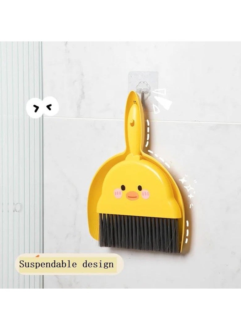 QSHOP QSHOP®Mini Broom and Dustpan Set, Cute Yellow Duck Mini Broom and Dustpan Set, Multifunctional Household Cleaning Accessories for Crumbs Tabletop Keyboard Pet Cage Cleaning  - Image 3
