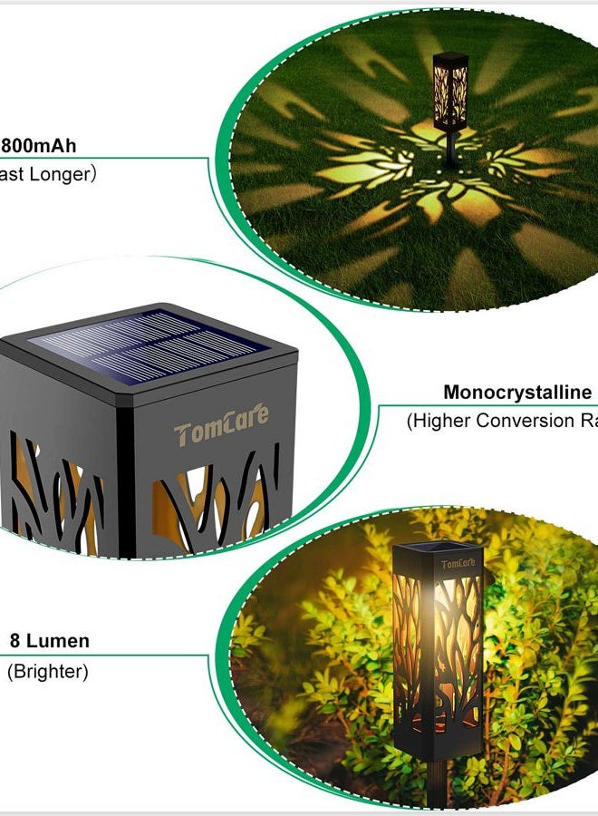 TomCare أضواء شمسية خارجية محدثة، أضواء مسار شمسية أكبر حجمًا، أضواء حديقة شمسية زخرفية، أضواء LED تعمل بالطاقة الشمسية، إضاءة المناظر الطبيعية للحديقة للمسار، الفناء، الممر، 8 قطع - Image 2