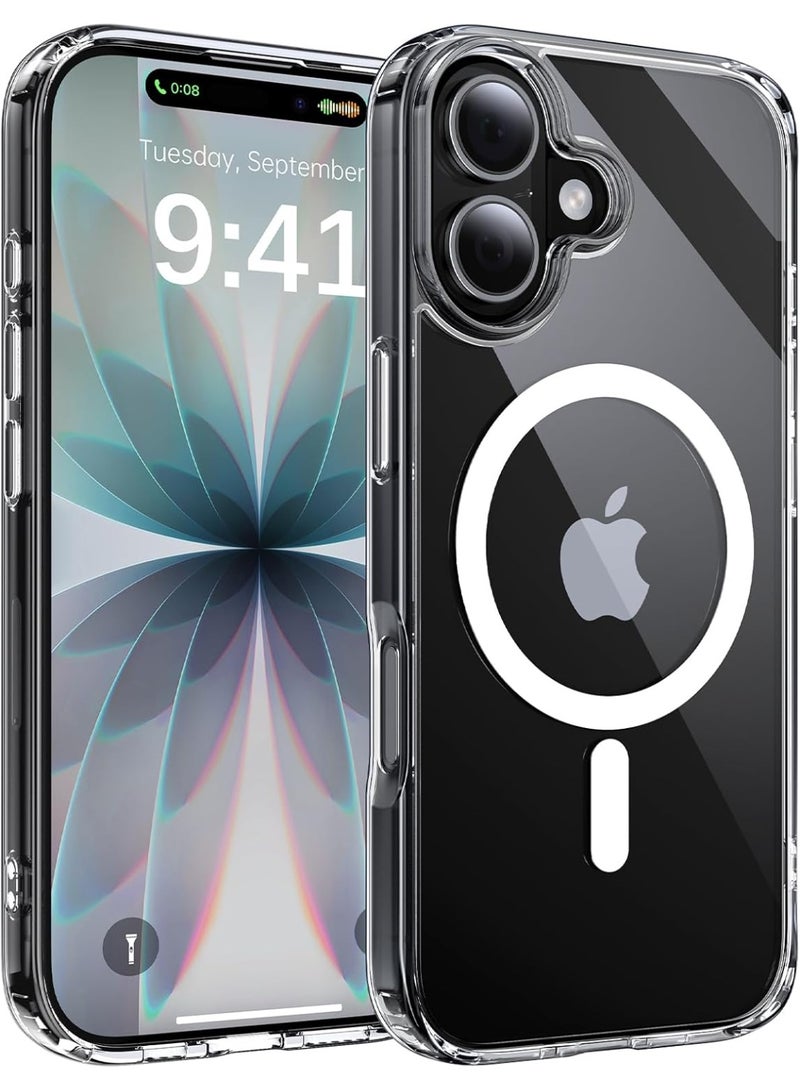 كيس جراب مغناطيسي مضاد للانزلاق ويوفر حماية من السقوط من الدرجة العسكرية وحماية للكاميرا بتصميم رفيع شبه شفاف مضاد للصدمات لموبايل آيفون 17  ، لون شفاف كريستالي - Image 1