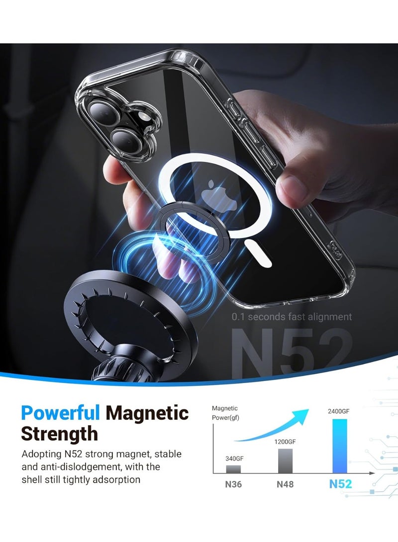 كيس جراب مغناطيسي مضاد للانزلاق ويوفر حماية من السقوط من الدرجة العسكرية وحماية للكاميرا بتصميم رفيع شبه شفاف مضاد للصدمات لموبايل آيفون 17  ، لون شفاف كريستالي - Image 2