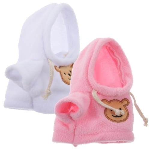NUOBESTY Bear Hoodie Stuffed Animal Hoodie Bear Clothes Plush Doll Clothes DIY Dress Up Accessories Fits 20cm Doll 2pcs Pink White - Image 1