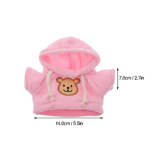 NUOBESTY Bear Hoodie Stuffed Animal Hoodie Bear Clothes Plush Doll Clothes DIY Dress Up Accessories Fits 20cm Doll 2pcs Pink White - Image 2