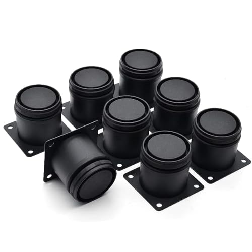 Masendelk 2 Inch Metal Furniture Legs Stainless Steel Adjustable Legs Black Metal Legs Round Cabinet Legs for Coffee Table Cabinet Desk Sofa Shelves, Pack of 8 - Image 1