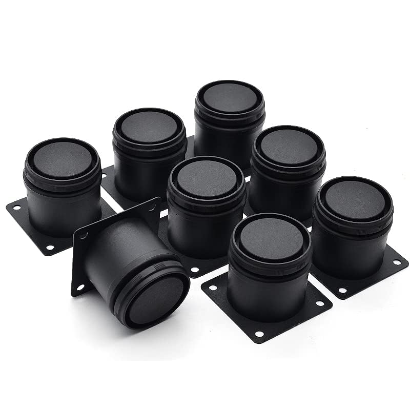 Masendelk 2 Inch Metal Furniture Legs Stainless Steel Adjustable Legs Black Metal Legs Round Cabinet Legs for Coffee Table Cabinet Desk Sofa Shelves, Pack of 8 - Image 2