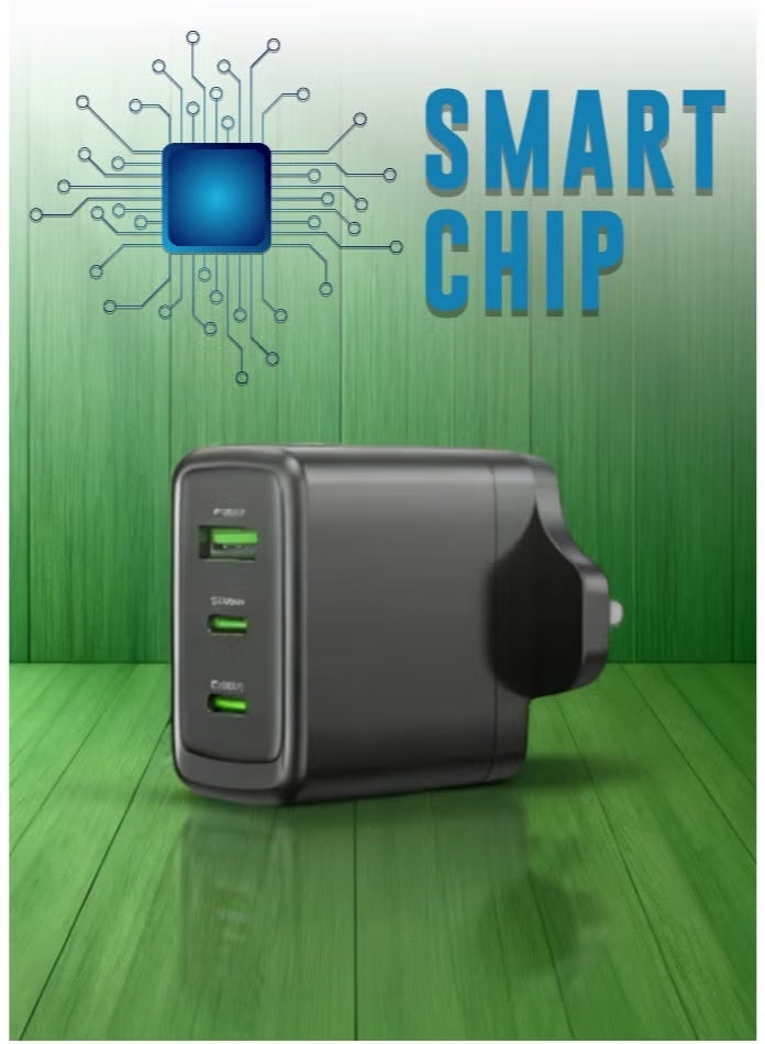 اكس باور شاحن X-POWER XP-T90CCA بقوة 65W GaN، منفذين Type-C ومنفذ USB-A - اسود - Image 4