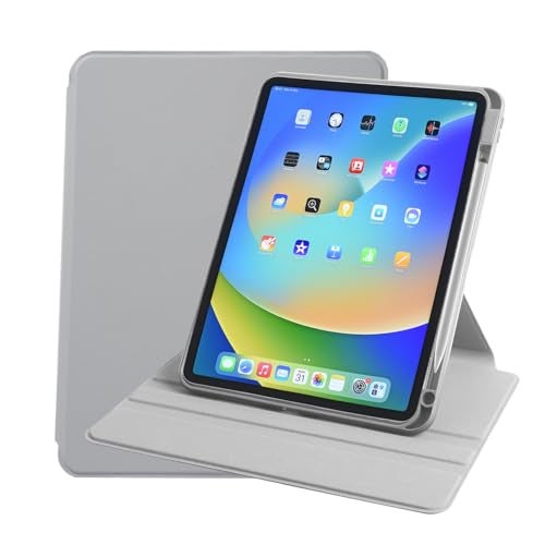 Arctic Fox Smart Folio Rotating Cover Case for iPad Air 11 inch M3/M2 2025/2024, iPad Air 5th/4th Gen Case 10.9 Inch, 360 Degree Rotation Protective Stand Cover Clear Back (Grey) - Image 2