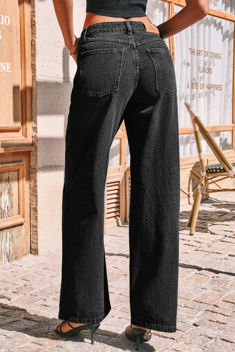 Cicy Bell Womens Wide Leg Baggy Jeans High Waisted Boyfriend Loose Denim Pants with Pockets Black - Image 4