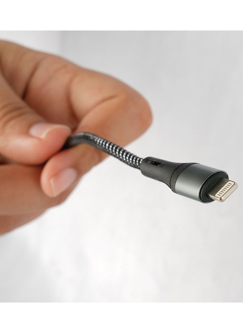 AFRA - AFRA USB Charging Cable, 2.4A, Nylon-Braided Jacket, With Data Transmission, USB A to iPhone Connector, 1 meter length, Durable, Heat Resistant, Compatible with iPhone, iPad, iPod AF-0003LIGC - Image 1