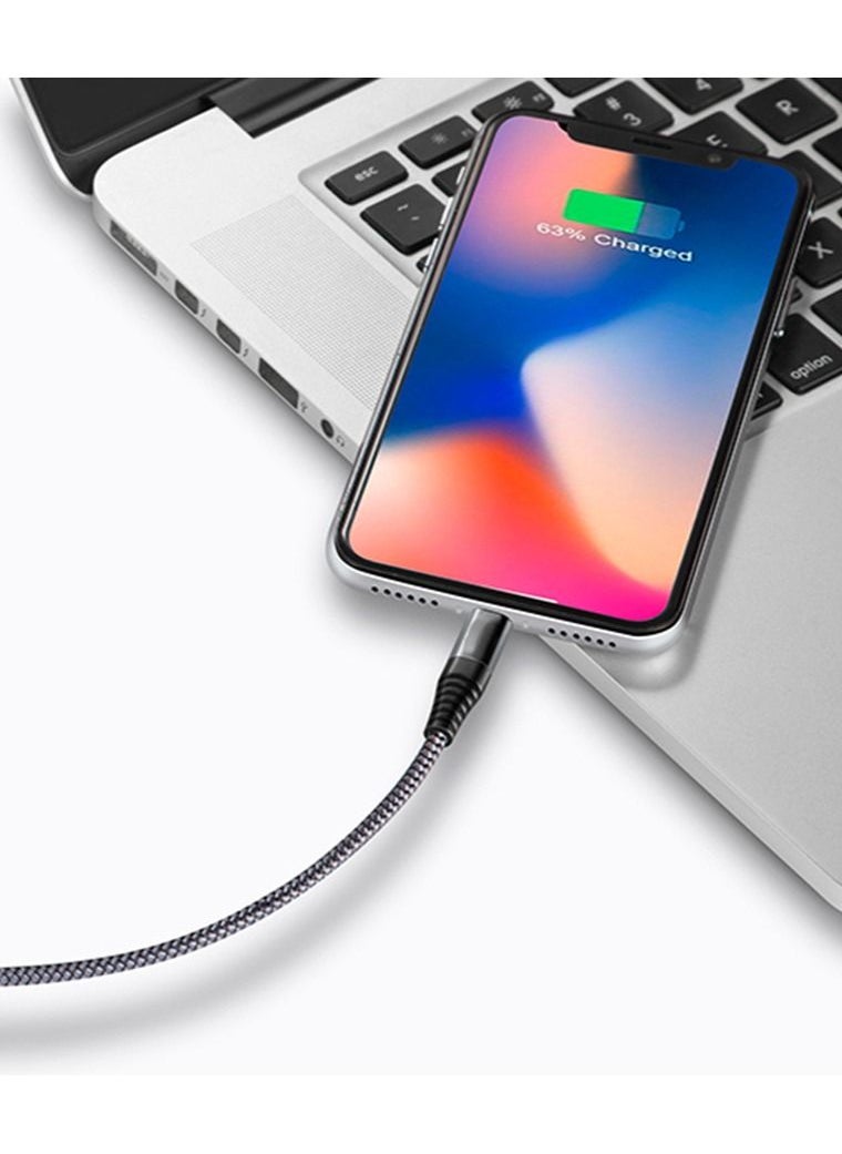 AFRA - AFRA USB Charging Cable, 2.4A, Nylon-Braided Jacket, With Data Transmission, USB A to iPhone Connector, 1 meter length, Durable, Heat Resistant, Compatible with iPhone, iPad, iPod AF-0003LIGC - Image 1