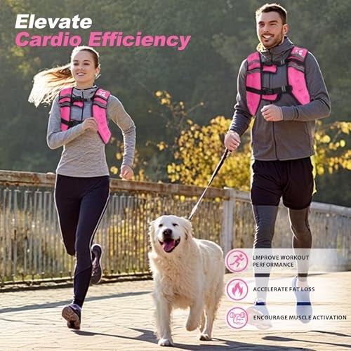 VBSD Weighted Vest Woman 20LB Weight Vest for Women Men Body Weight Vests for Walking Strength Training Running Workout Jogging Fitness Pink - Image 4