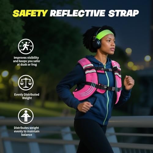 VBSD Weighted Vest Woman 20LB Weight Vest for Women Men Body Weight Vests for Walking Strength Training Running Workout Jogging Fitness Pink - Image 3