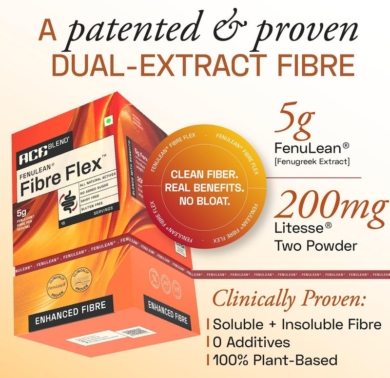 Ace Blend FenuLean Fibre Flex | 15 sachets (Classic)| Natural Prebiotic Fibre Supplement | Weight Loss, Constipation & Bloating Relief | Supports Digestive & Gut Health - Image 5