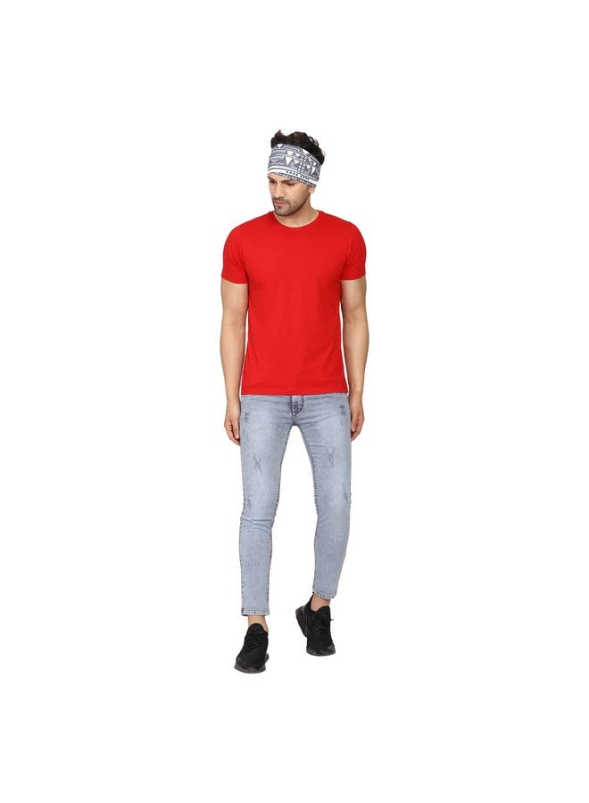 Coreteq Multicolor Sports Sweatband Headband Concealed Seam Micro-Spandex Men and Women (Geometric Grey) Free Size - Image 4