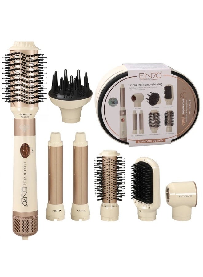 ENZO Professional EN4133PRO Air Styler & Dryer Multi-Styling Set with Curling Barrels, Volumizing Brushes, Smoothing Brush, Diffuser & Drying Nozzle, Beige/Cream - Image 2