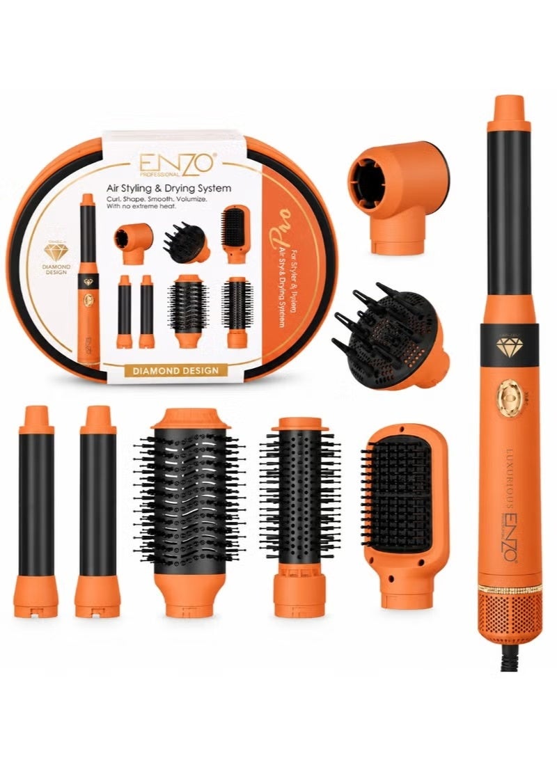 ENZO Professional EN4133PRO Air Styler & Dryer Multi-Styling Set with Curling Barrels, Volumizing Brushes, Smoothing Brush, Diffuser & Drying Nozzle, Beige/Cream - Image 5