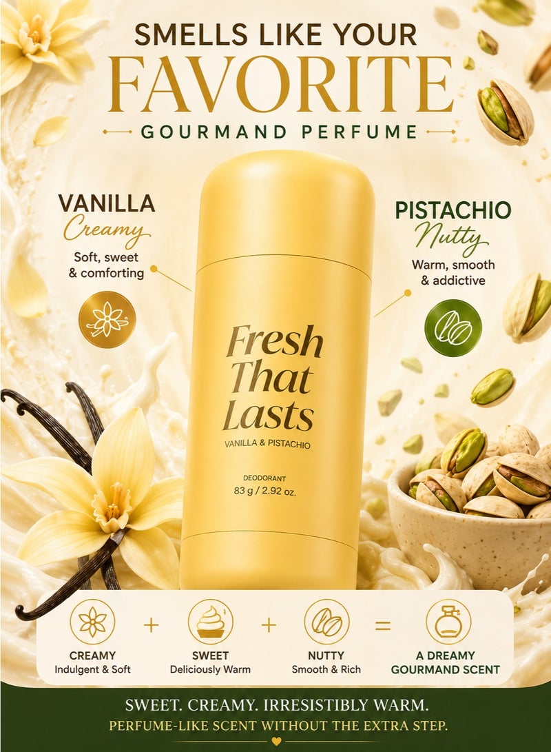 Kojic Acid & Turmeric Aluminum-Free Deodorant | Vanilla & Pistachio Perfumed Stick, All-Day Odor Protection for Women & Men | Underarm Brightening Care | No White Marks, 2.92 oz - Image 4