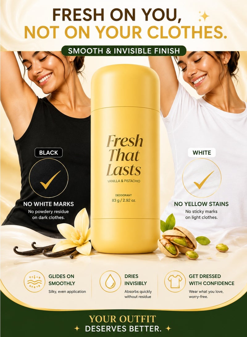 Kojic Acid & Turmeric Aluminum-Free Deodorant | Vanilla & Pistachio Perfumed Stick, All-Day Odor Protection for Women & Men | Underarm Brightening Care | No White Marks, 2.92 oz - Image 5