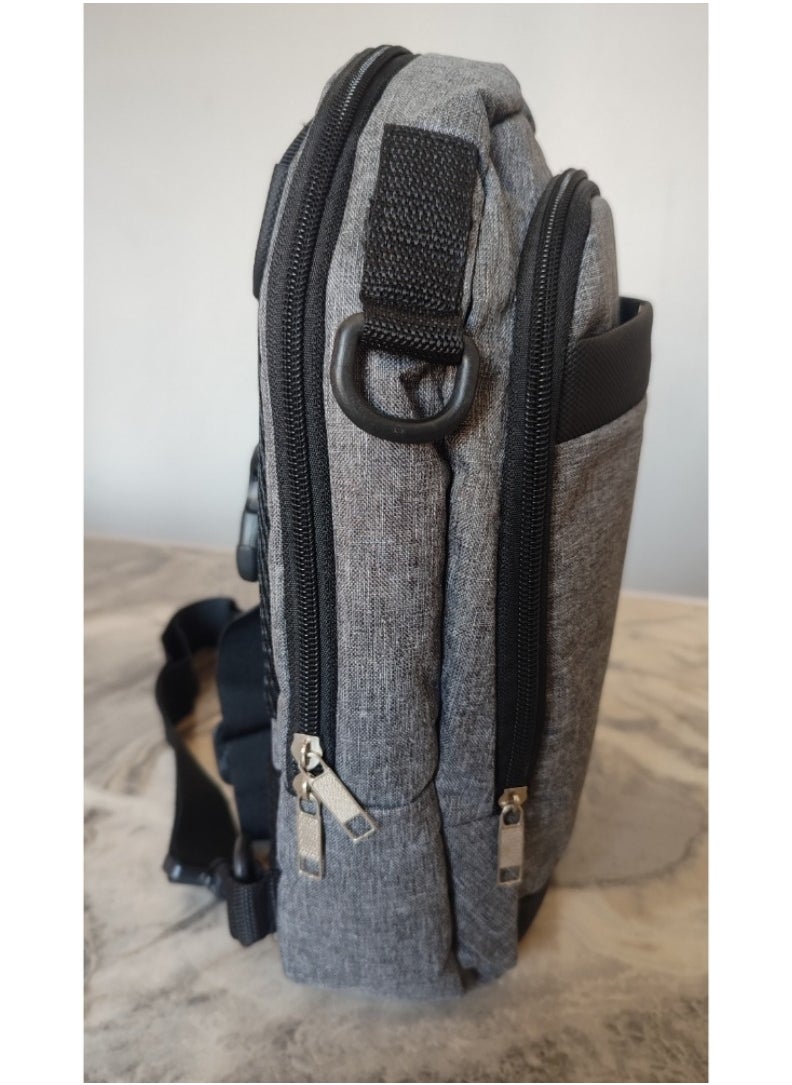Grey men's crossbody bag