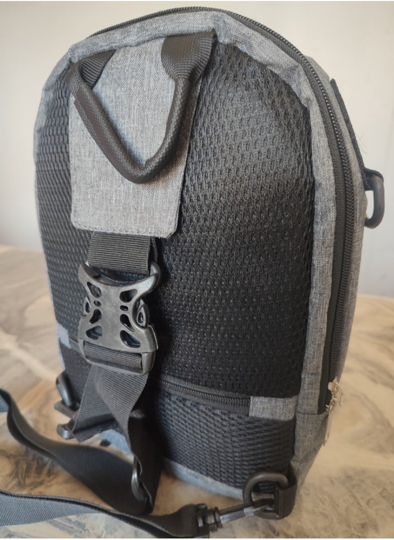 Grey men's crossbody bag