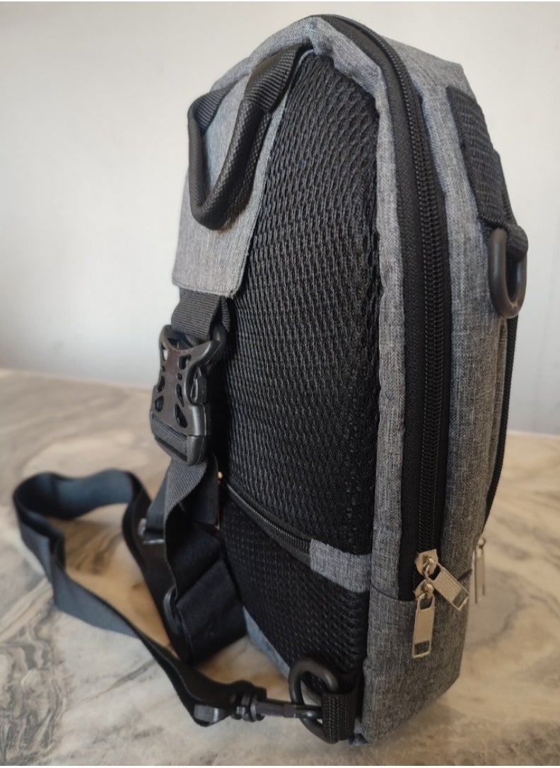 Grey men's crossbody bag
