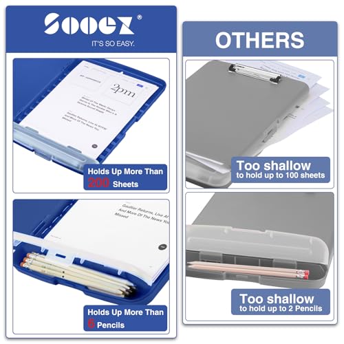 Sooez Clipboards with Storage, High Capacity Clip Boards 8.5x11 with Storage, Heavy Duty Nursing Clipboard Folder, Plastic Clipboard with Pen Holder for Women Teachers Work, School & Office Supplies - Image 3