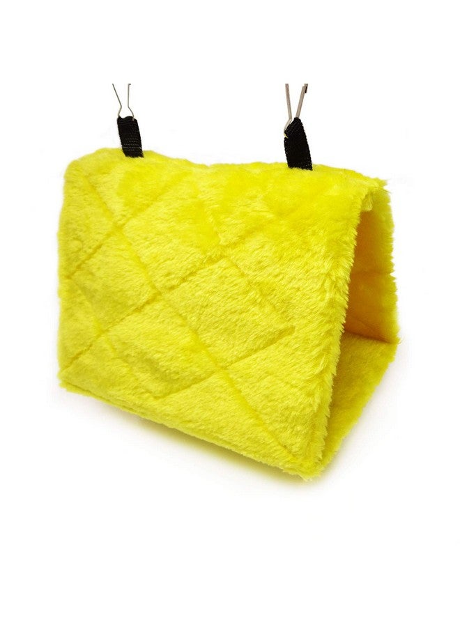 Honbay 1PCS Yellow Winter Warm Pet Bird Nest Plush Fluffy Birds House Hut Cave Tent Hammock Hanging Cage for Hamster or Parrot (6.7 x 4.7 x 5.1 inch) - Image 1