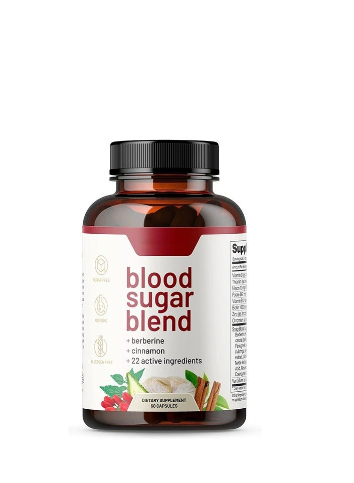 Blood Sugar Blend + Berberine + Cinnamon + 22 Active ingredients Dietary  Supplement 60 Capsules - Image 1