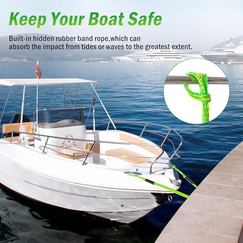 NIUTRIP Bungee Dock Line with Stainless Steel Clip Boat Rope Mooring String with Foam Float for Docking,Kayak,Watercraft,SeaDoo,Jet Ski,Canoe,Pontoon Boat Accessories,4-5.5ft,2 Pack(Yellow&Green) - Image 2