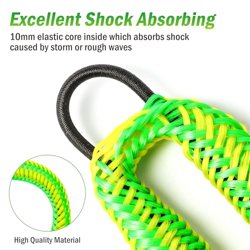 NIUTRIP Bungee Dock Line with Stainless Steel Clip Boat Rope Mooring String with Foam Float for Docking,Kayak,Watercraft,SeaDoo,Jet Ski,Canoe,Pontoon Boat Accessories,4-5.5ft,2 Pack(Yellow&Green) - Image 3
