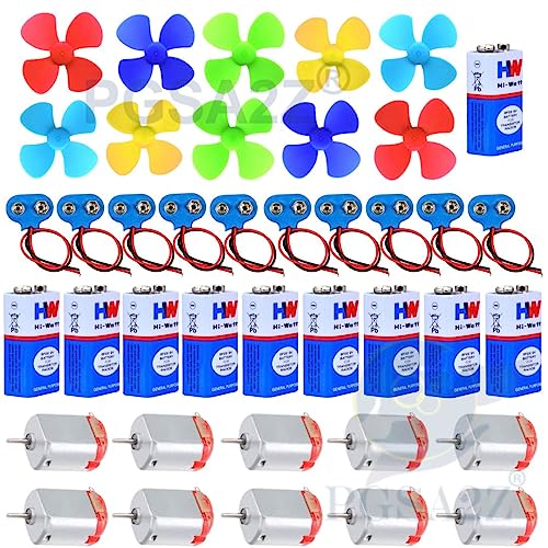 PGSA2Z® DIY Science Kit for Projects with DC Motors, 9V Battery, Fan, and 10 Pieces of Caps - Multi Color | Educational STEM Toy for Kids | Hands-On Learning | Science Experiments | DIY Electronics Kit - Image 1