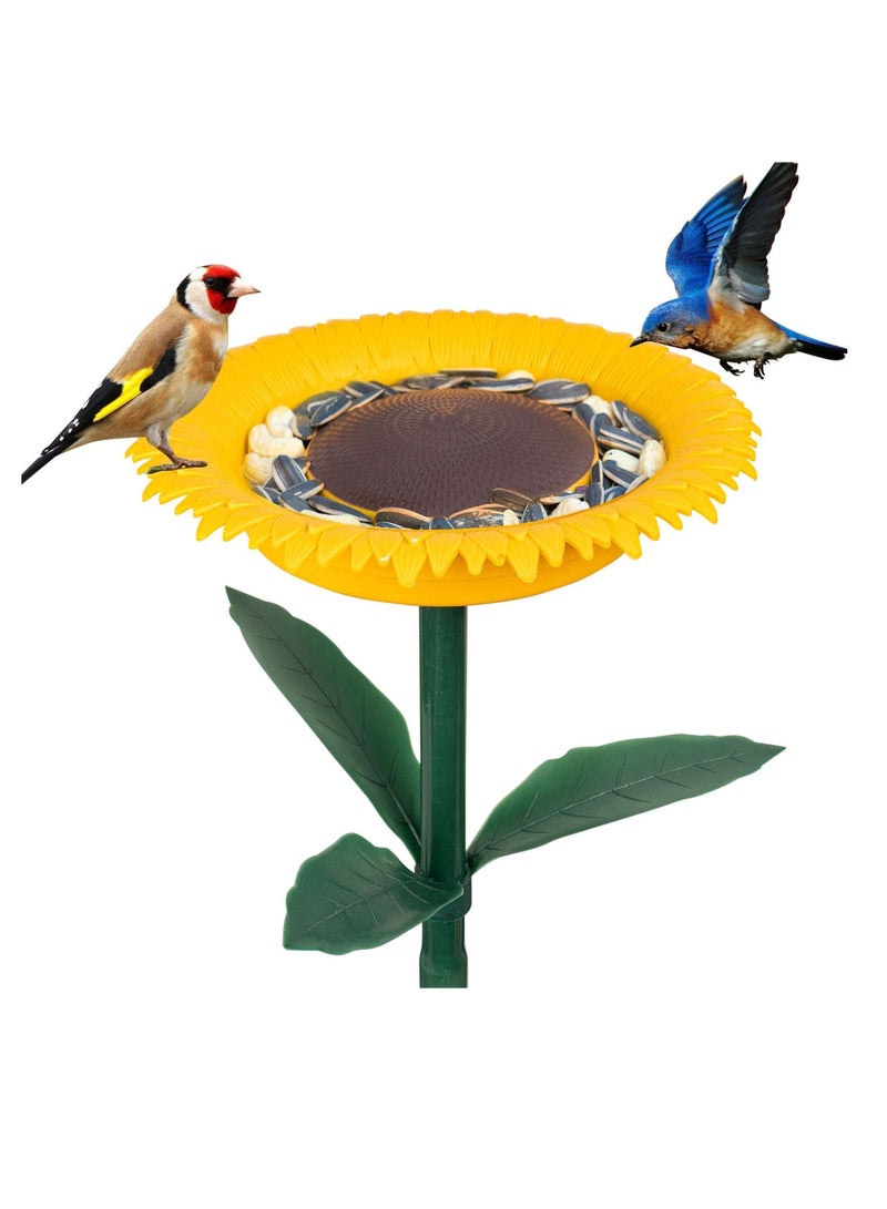 Y&D Bird Bath Feeders Bowl for Outdoors, Flower Shape Feeding Tray, Standing Sunflower Wild Feeders, Garden Decor Stake, Yard Decorations Nature Lover, Watcher, Kids  - Image 1