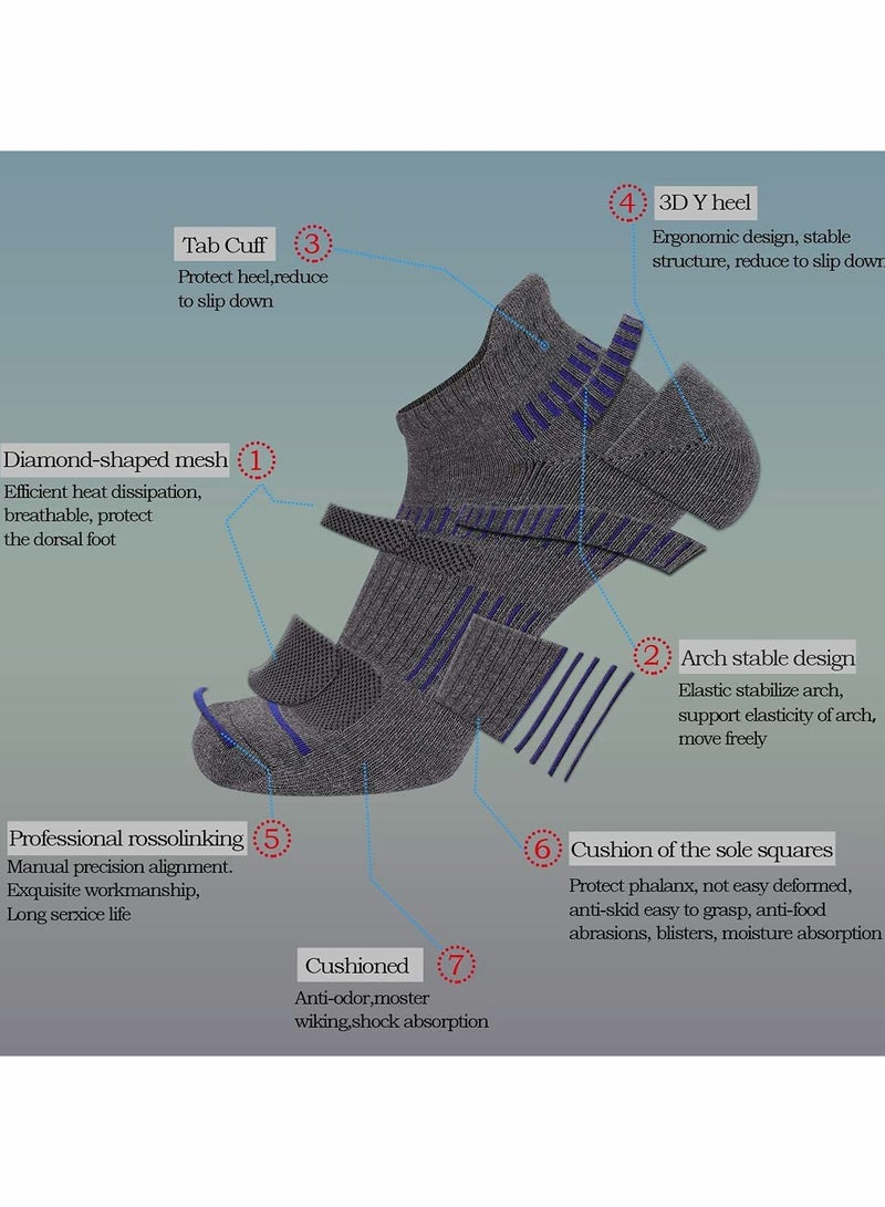 KASTWAVE Mens Ankle Socks，Low Cut Athletic Tab Socks(Gray) - Image 3