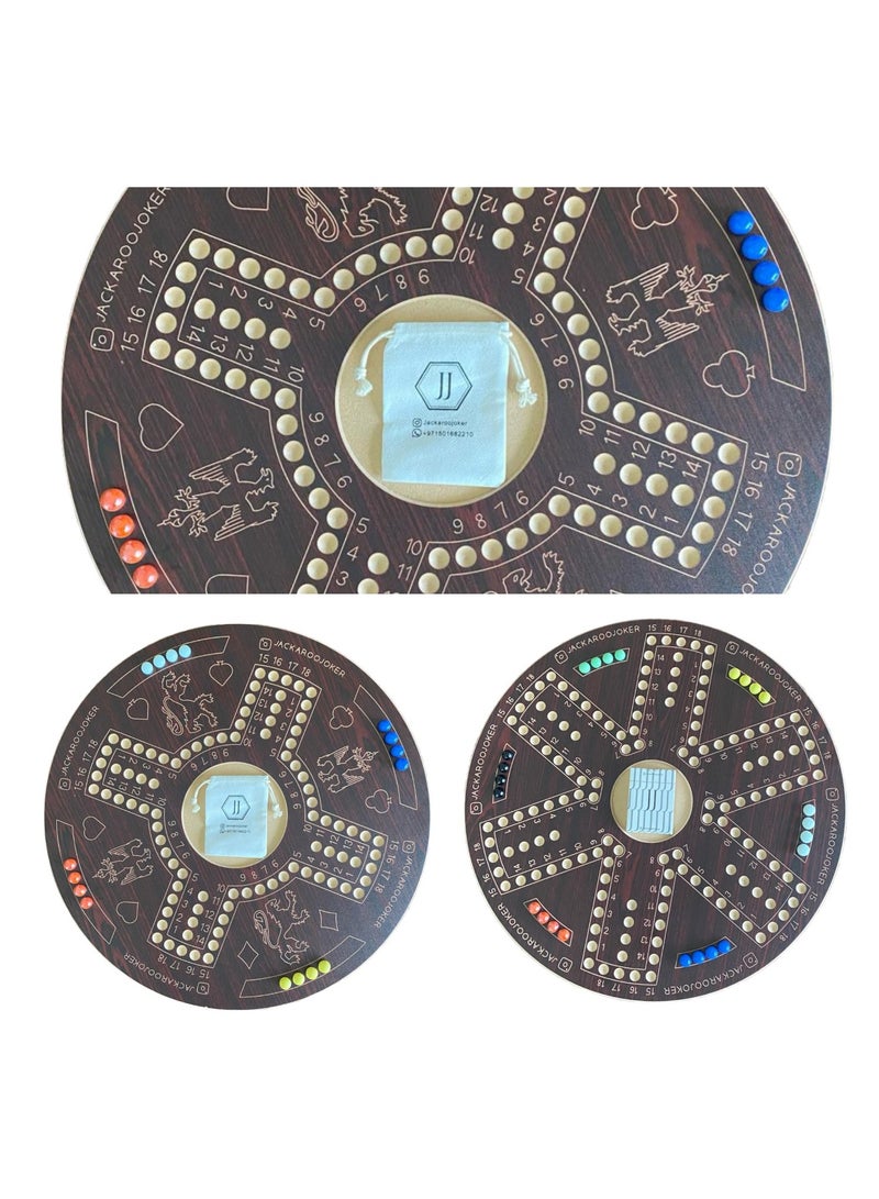 جاكارو جوكر لعبة جاكاروا اللوحية ذات الجانبين لـ 4 و 6 لاعبين مع كرات زجاجية، بطاقات لعب وحقيبة. - Image 2