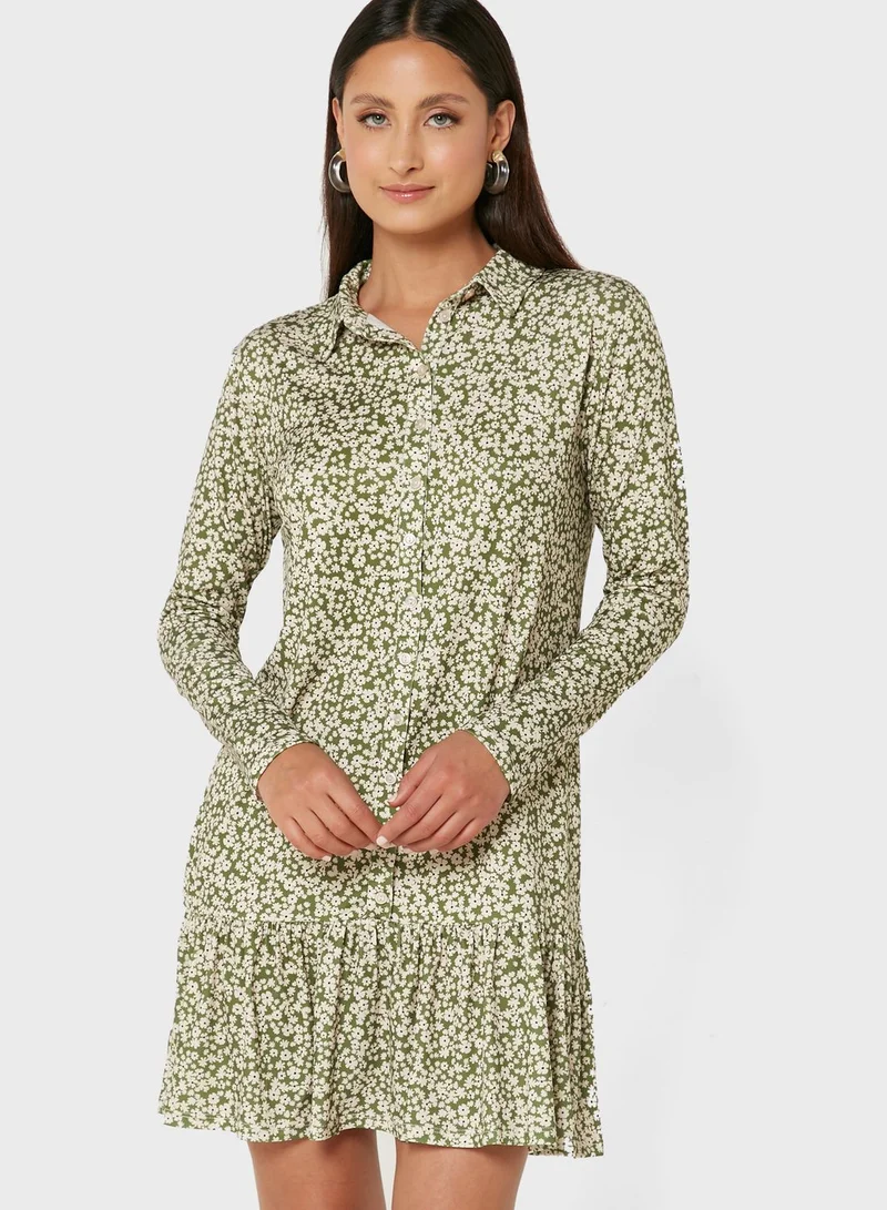 RIVER ISLAND Floral Print Button Detail Dress