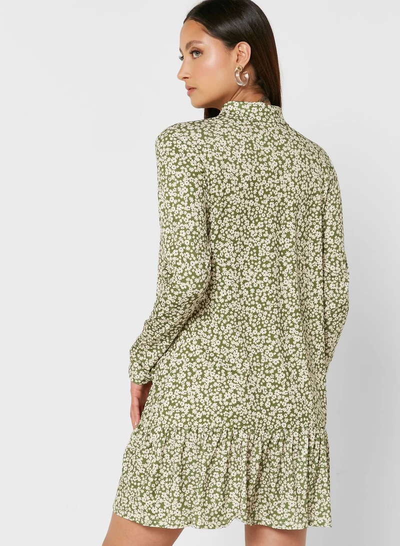RIVER ISLAND Floral Print Button Detail Dress