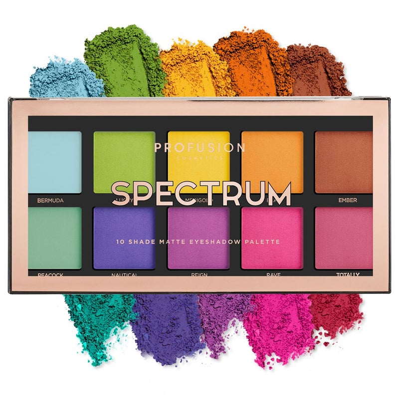 Profusion Cosmetics 10 Shade Eyeshadow Palette - High Pigmented Multi-Finish Colors, Vegan & Cruelty-Free, Create Stunning Looks On-the-Go - Travel-Friendly & Versatile Makeup, Spectrum - Image 1