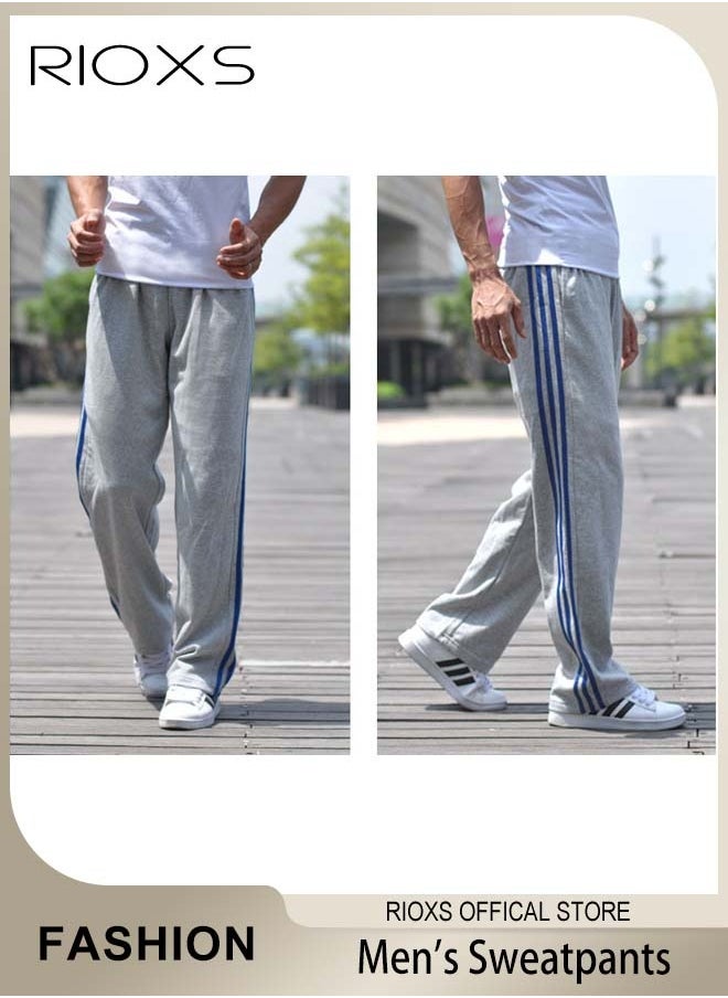RIOXS Men's Sports Pants, Casual Drawstring Sweatpants, Comfortable Loose Joggers with Zip Pockets, Jogging Tracksuit Bottoms, Suitable for Outdoor Activities and Daily Leisure  - Image 1