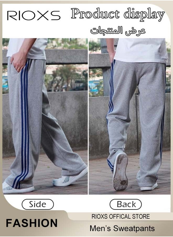 RIOXS Men's Sports Pants, Casual Drawstring Sweatpants, Comfortable Loose Joggers with Zip Pockets, Jogging Tracksuit Bottoms, Suitable for Outdoor Activities and Daily Leisure  - Image 3