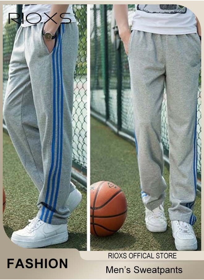 RIOXS - Men's Sports Pants, Casual Drawstring Sweatpants, Comfortable Loose Joggers with Zip Pockets, Jogging Tracksuit Bottoms, Suitable for Outdoor Activities and Daily Leisure - Image 1