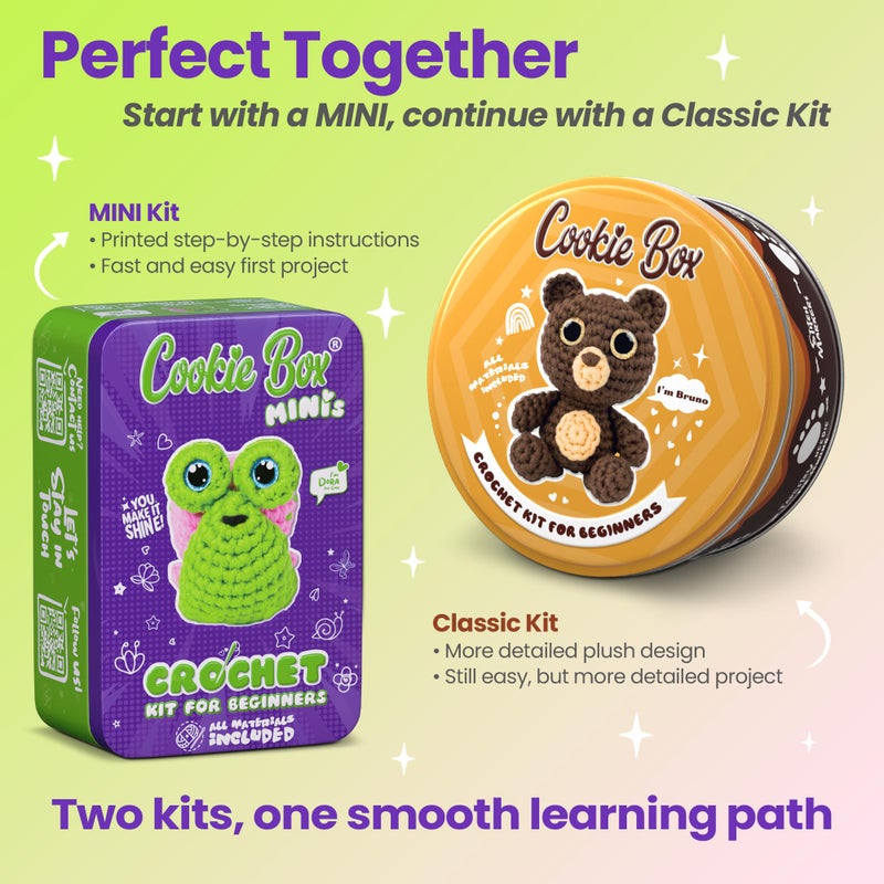Cookie Box MINIs Crochet Kit for Beginners â€“ Gift Set to Make Snail Dora Amigurumi Plushie â€“ Easy DIY Crochet & Knitting Starter Kit with Printed Instructions & Step-by-Step Video Tutorial - Image 5