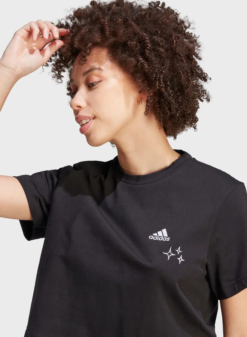 Adidas Scribble Embroidery Crop T-Shirt