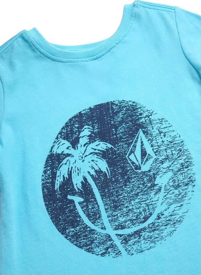 Volcom Baby Boys Swim Set - 2 Piece Short Sleeve Swim Shirt Graphic Tees & Board Shorts, Infant Toddler Little Boys Swimsuit, Size 4T, Light Blue - Image 3