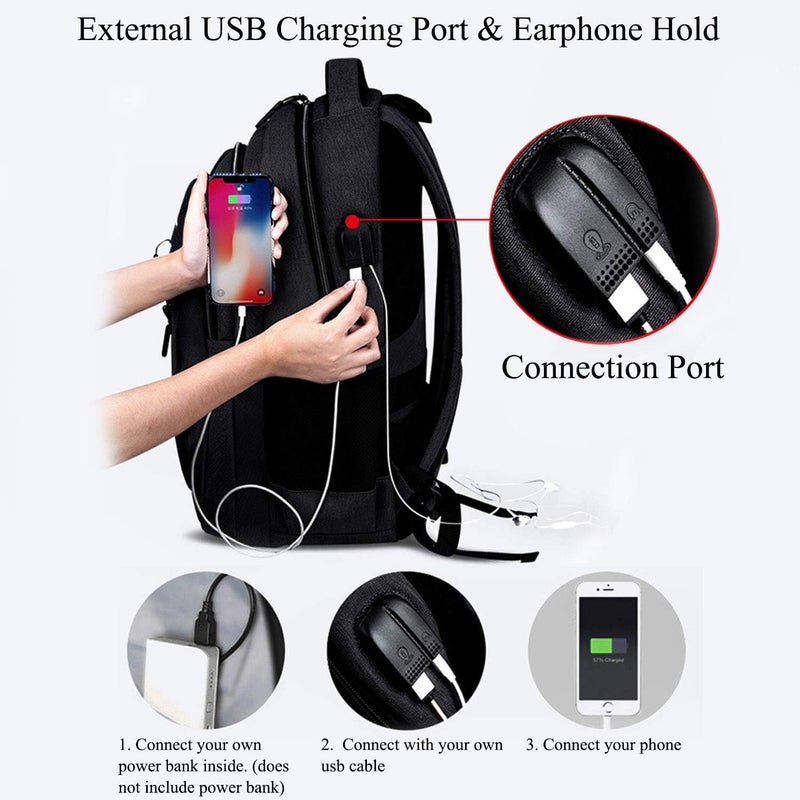 Vaupan Business Travel Laptop Backpack, Water Resistant College School Computer Bag Gifts with USB Charging Port for Men & Women Fits 15.6 Inch Notebook - Image 5