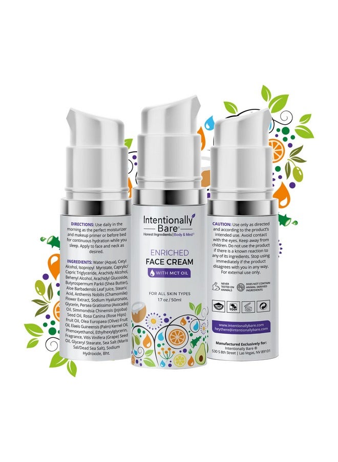 Intentionally Bare Intentionally Bare Enriched Moisturizer Face Cream - Wrinkle Cream with MCT Oil - Non-Greasy Collagen Moisturizer for Face Fine Lines & Dry Skin - Hydrating Face Cream Anti Aging for All Skin Types  - Image 2