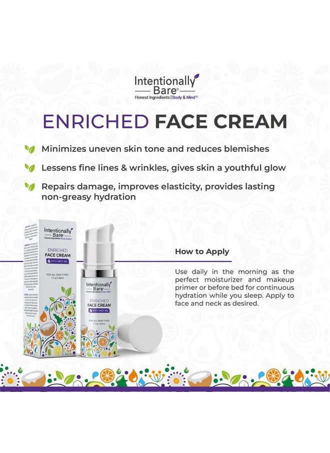 Intentionally Bare Intentionally Bare Enriched Moisturizer Face Cream - Wrinkle Cream with MCT Oil - Non-Greasy Collagen Moisturizer for Face Fine Lines & Dry Skin - Hydrating Face Cream Anti Aging for All Skin Types  - Image 3