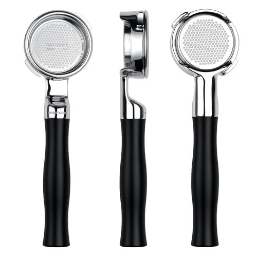 بورتافلتر نورمكور 58 مم بدون قاع مع سلة 18 جرام بورتافلتر عارية مع الألمنيوم المؤكسد الأسود مناسب لآلات جاجيا كلاسيك سلة مزدوجة 18 جرام دقيقة مشمولة