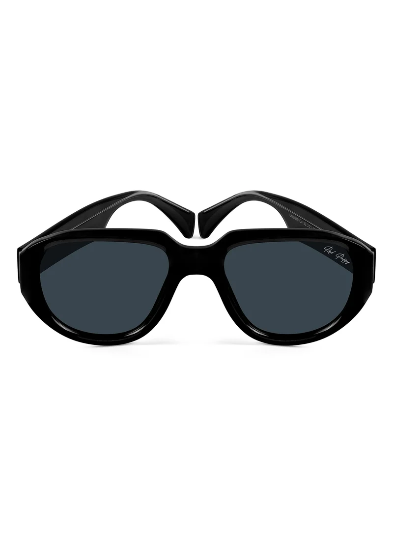 Woggles Red Pappy Lumivista Black Oversized Sunglasses